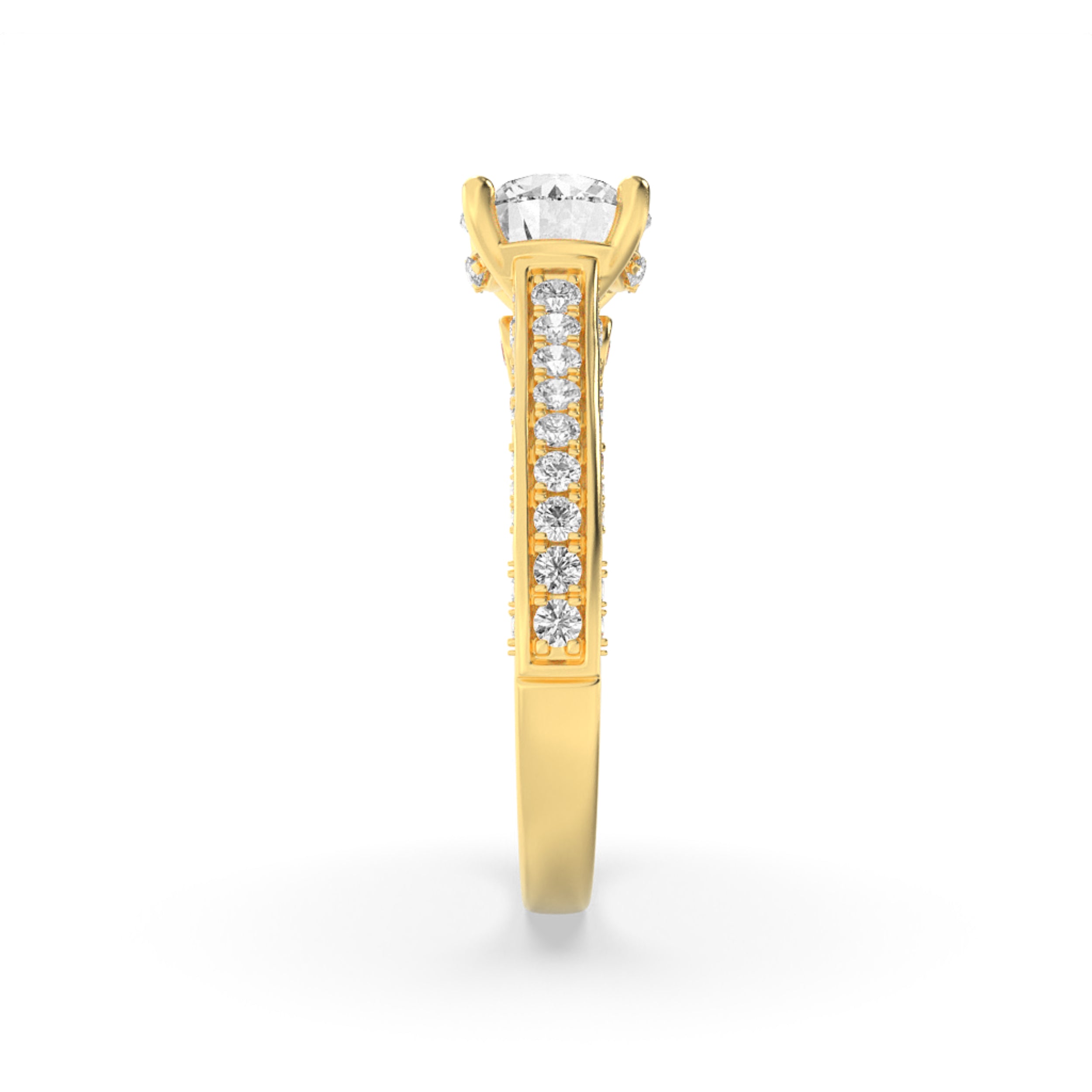 2Cttw Round Shaped Lab Grown Diamond (F/VS) Accented Engagement Ring in 14K Gold