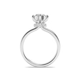 1Cttw Round Shaped Lab Grown Diamond (F/VS) Hidden Halo Plain Shank Engagement Ring in 14K Gold