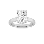 2Cttw Oval Shaped Lab Grown Diamond (F/VS) Hidden Halo Cathedral Shank Engagement Ring in 14K Gold
