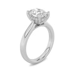 2Cttw Oval Shaped Lab Grown Diamond (F/VS) Hidden Halo Cathedral Shank Engagement Ring in 14K Gold