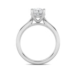 2Cttw Oval Shaped Lab Grown Diamond (F/VS) Hidden Halo Cathedral Shank Engagement Ring in 14K Gold