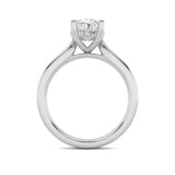 2Cttw Oval Shaped Lab Grown Diamond (F/VS) Hidden Halo Cathedral Shank Engagement Ring in 14K Gold