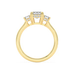 3Cttw Emerald Shaped Lab Grown Diamond (F/VS) Three Stone Accented Ring in 14K Gold