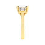 3Cttw Emerald Shaped Lab Grown Diamond (F/VS) Three Stone Accented Ring in 14K Gold