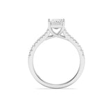 2Cttw Emerald Shaped Lab Grown Diamond (F/VS) Split Shank Trellis Engagement Ring in 14K Gold