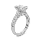 1.5Cttw Emerald Shaped Lab Grown Diamond (F/VS) Hidden Halo Accented Engagement Ring in 14K Gold