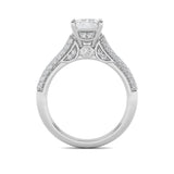 1.5Cttw Emerald Shaped Lab Grown Diamond (F/VS) Hidden Halo Accented Engagement Ring in 14K Gold