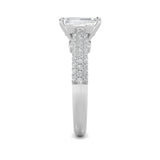 1.5Cttw Emerald Shaped Lab Grown Diamond (F/VS) Hidden Halo Accented Engagement Ring in 14K Gold
