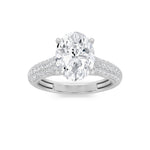 1.5Cttw Oval Shaped Lab Grown Diamond (F/VS) Hidden Halo Accented Engagement Ring in 14K Gold