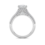 1.5Cttw Oval Shaped Lab Grown Diamond (F/VS) Hidden Halo Accented Engagement Ring in 14K Gold