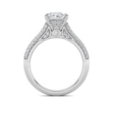 1.5Cttw Oval Shaped Lab Grown Diamond (F/VS) Hidden Halo Accented Engagement Ring in 14K Gold