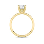 2Cttw Emerald Shaped Lab Grown Diamond (F/VS) Hidden Halo Petite Shank  Ring in 14K Gold