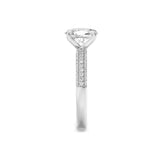 1.5Cttw Oval Shaped Lab Grown Diamond (F/VS) Three Row Micro Pave Engagement Ring in 14K Gold