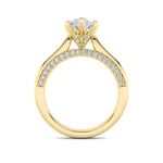 2Cttw Pear Shaped Lab Grown Diamond (F/VS) Tulip Motif Accented Engagement Ring in 14K Gold