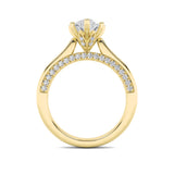 2Cttw Pear Shaped Lab Grown Diamond (F/VS) Tulip Motif Accented Engagement Ring in 14K Gold