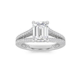 2Cttw Emerald Shaped Lab Grown Diamond (F/VS) Split Shank Accented Engagement Ring in 14K Gold