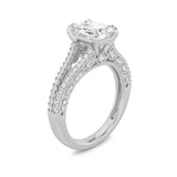 2Cttw Emerald Shaped Lab Grown Diamond (F/VS) Split Shank Accented Engagement Ring in 14K Gold