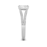 2Cttw Emerald Shaped Lab Grown Diamond (F/VS) Split Shank Accented Engagement Ring in 14K Gold