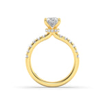2Cttw Oval Shaped Lab Grown Diamond (F/VS) Hidden Halo Accented Ring in 14K Gold