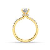 2Cttw Oval Shaped Lab Grown Diamond (F/VS) Hidden Halo Accented Ring in 14K Gold