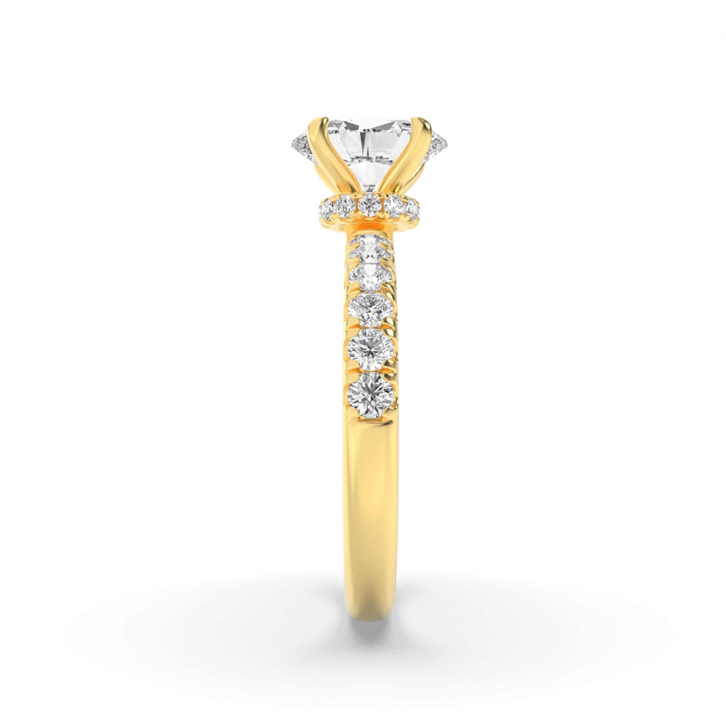 2Cttw Oval Shaped Lab Grown Diamond (F/VS) Hidden Halo Accented Ring in 14K Gold