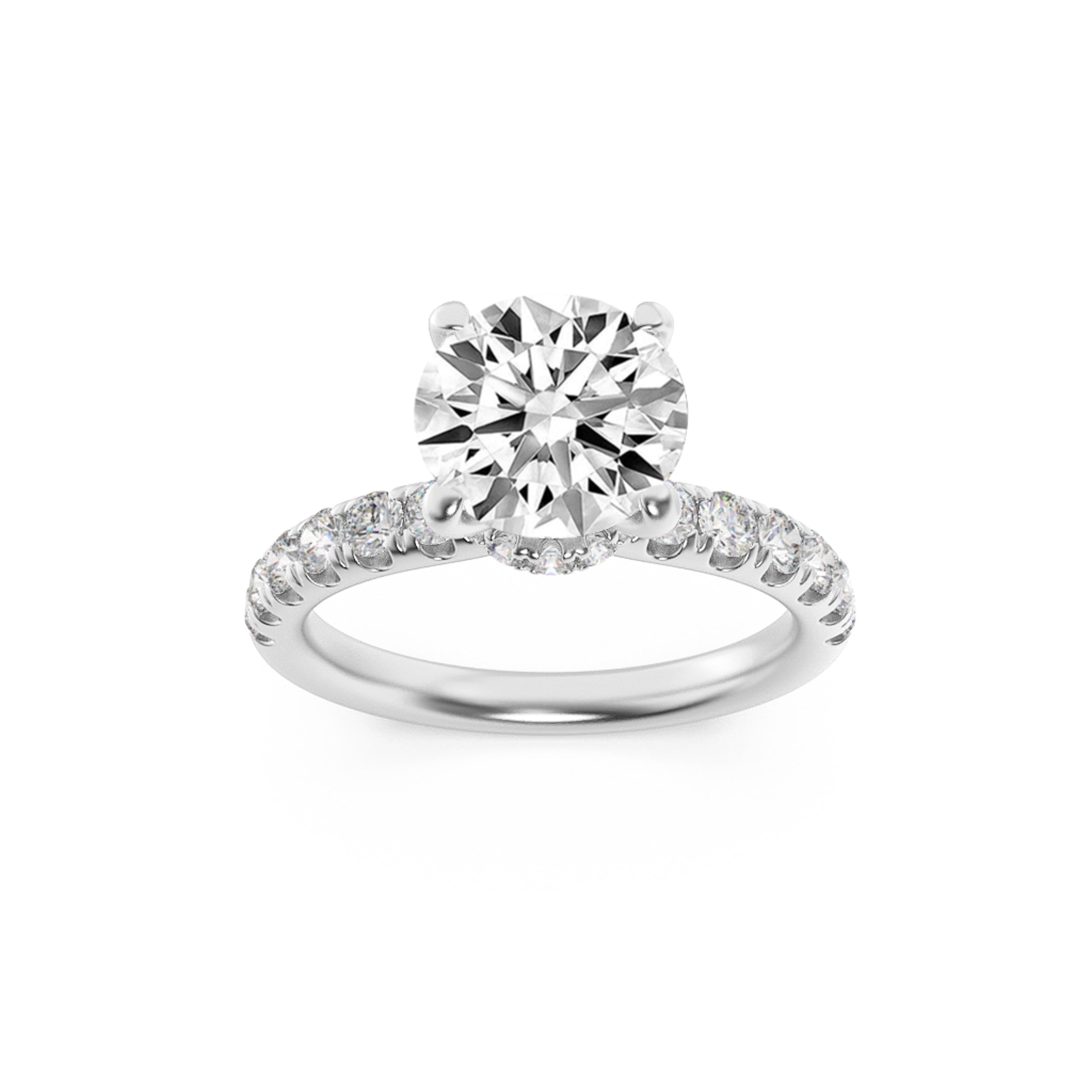 1.5Cttw Round Shaped Lab Grown Diamond (F/VS) Hidden Halo Accented Ring in 14K Gold