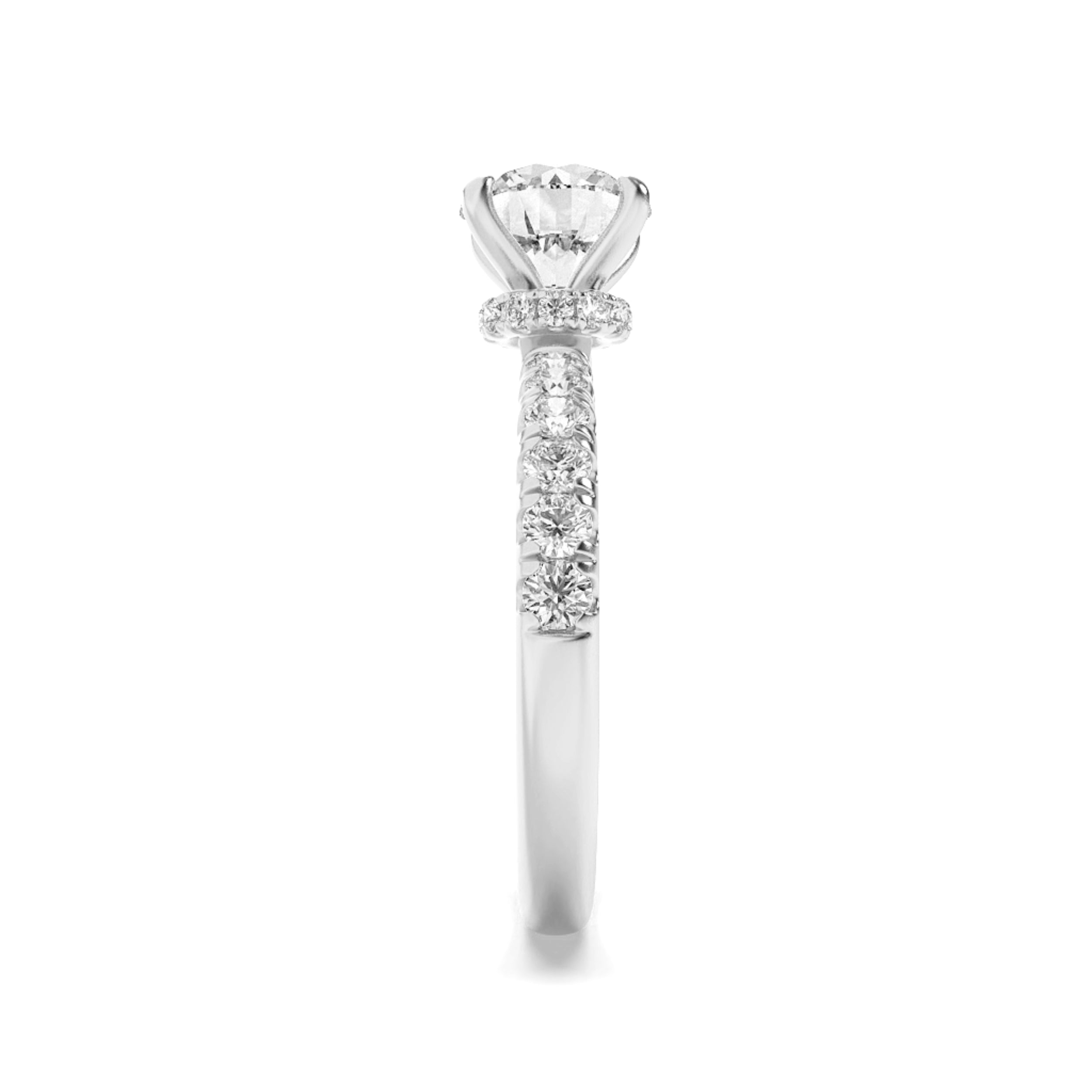 1.5Cttw Round Shaped Lab Grown Diamond (F/VS) Hidden Halo Accented Ring in 14K Gold