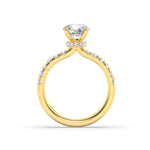 2Cttw Round Shaped Lab Grown Diamond (F/VS) Hidden Halo Accented Ring in 14K Gold