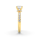 2Cttw Round Shaped Lab Grown Diamond (F/VS) Hidden Halo Accented Ring in 14K Gold