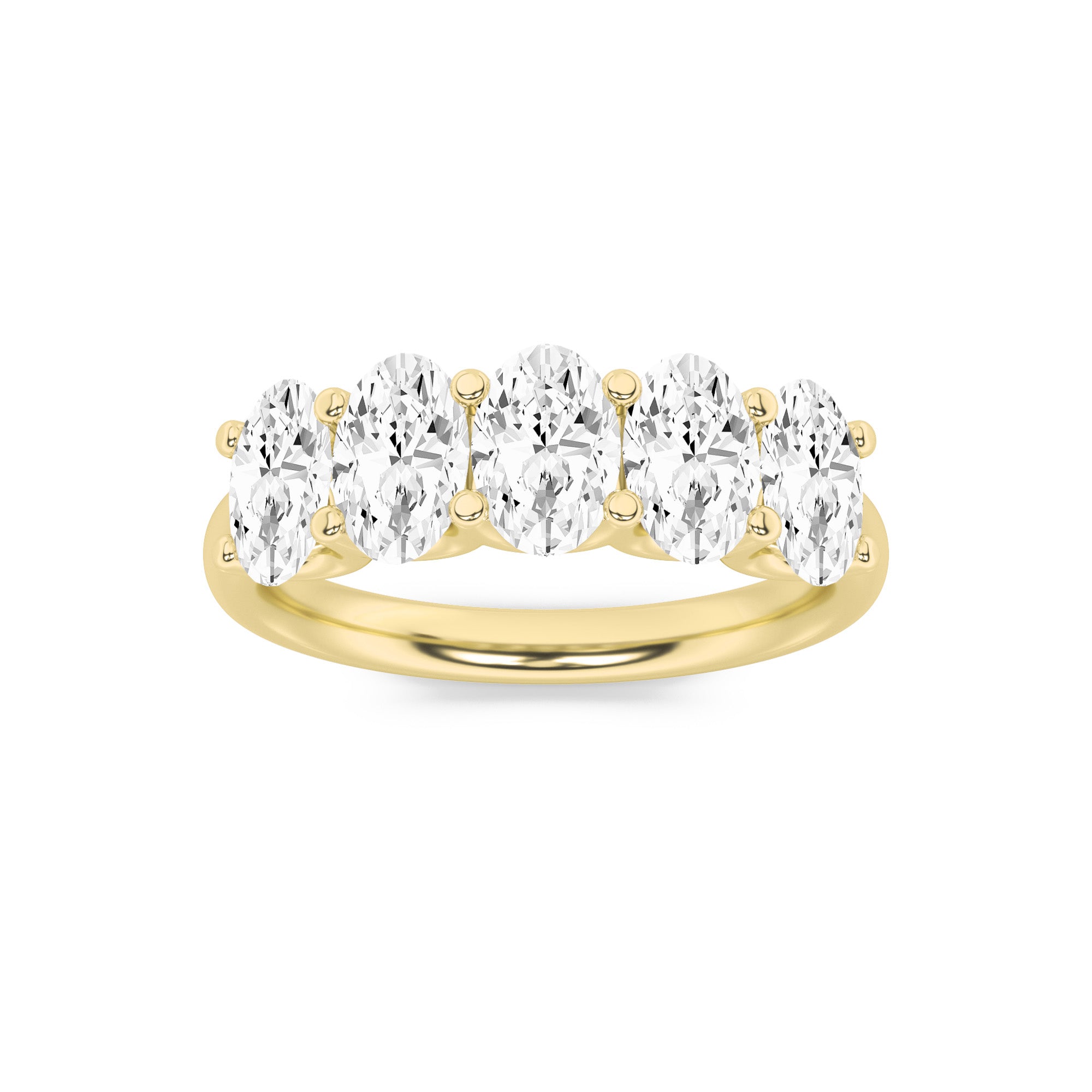 2Cttw Oval Shaped Lab Grown Diamond (F/VS) Five Stone Band Ring in 14K Gold