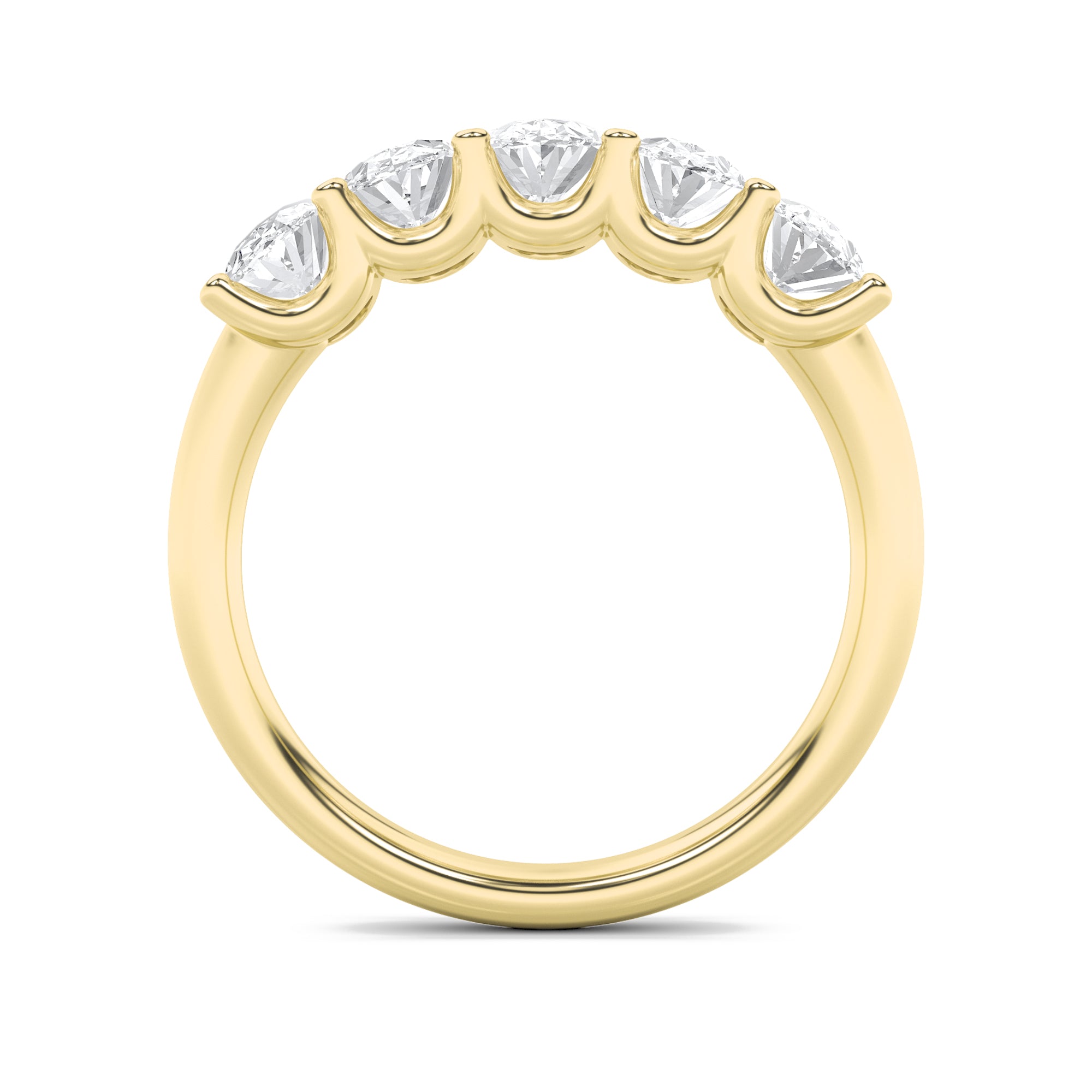 2Cttw Oval Shaped Lab Grown Diamond (F/VS) Five Stone Band Ring in 14K Gold