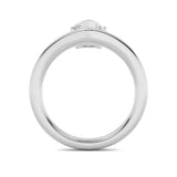 1.5Cttw Pear Shaped Lab Grown Diamond (F/VS) Chevron Solitaire Engagement Ring in 14K Gold