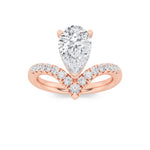 2Cttw Pear Shaped Lab Grown Diamond (F/VS) Accented Solitaire Fancy Engagement Ring in 14K Gold