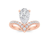 2Cttw Pear Shaped Lab Grown Diamond (F/VS) Accented Solitaire Fancy Engagement Ring in 14K Gold
