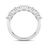 3Cttw Emerald Shaped Lab Grown Diamond (F/VS) Seven Stone Band Ring in 14K Gold