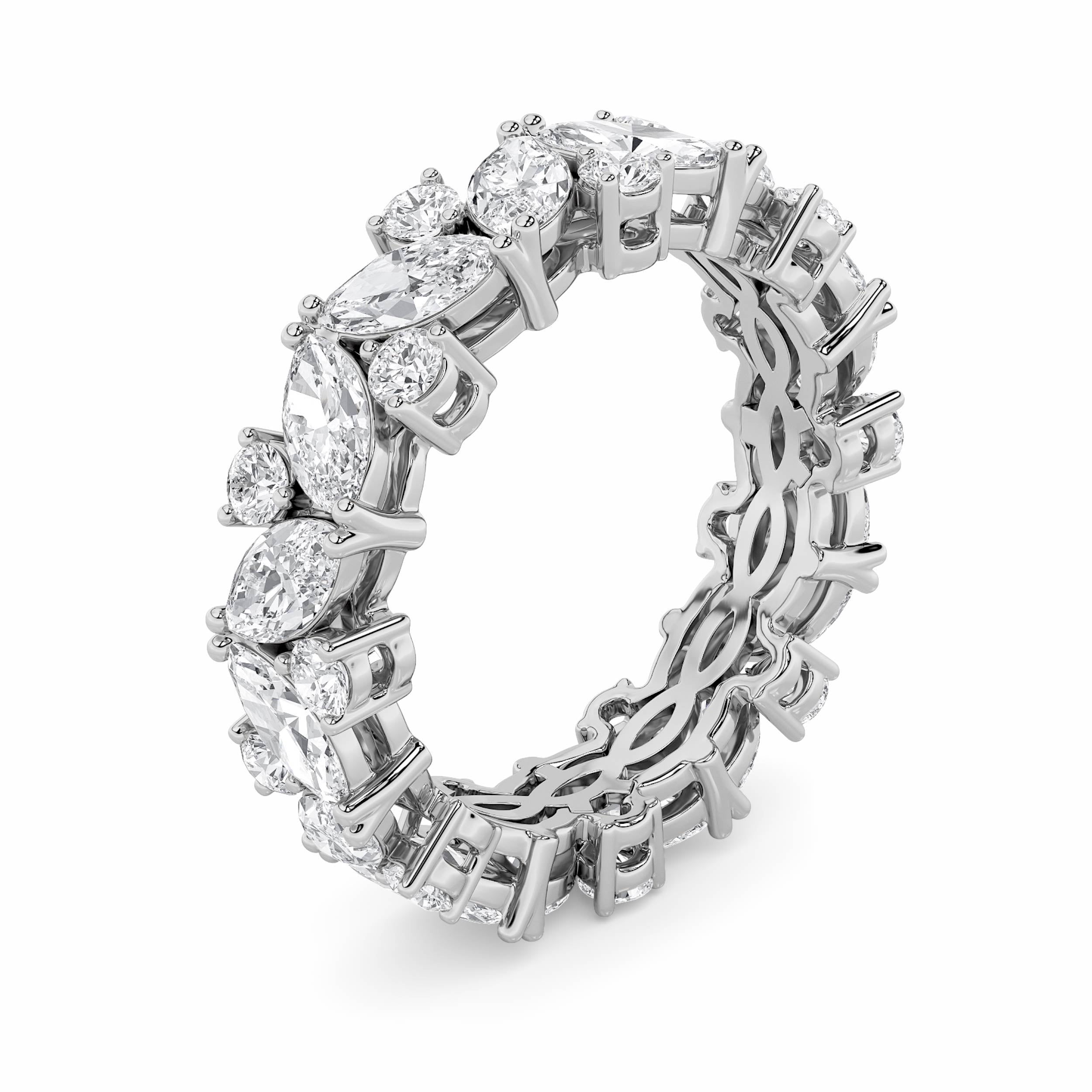 3Cttw Marquise Shaped Lab Grown Diamond (F/VS) Eternity Band Ring in 14K Gold - Size 7