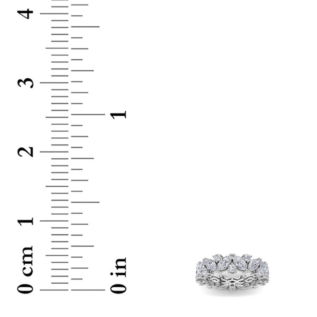3Cttw Marquise Shaped Lab Grown Diamond (F/VS) Eternity Band Ring in 14K Gold - Size 7