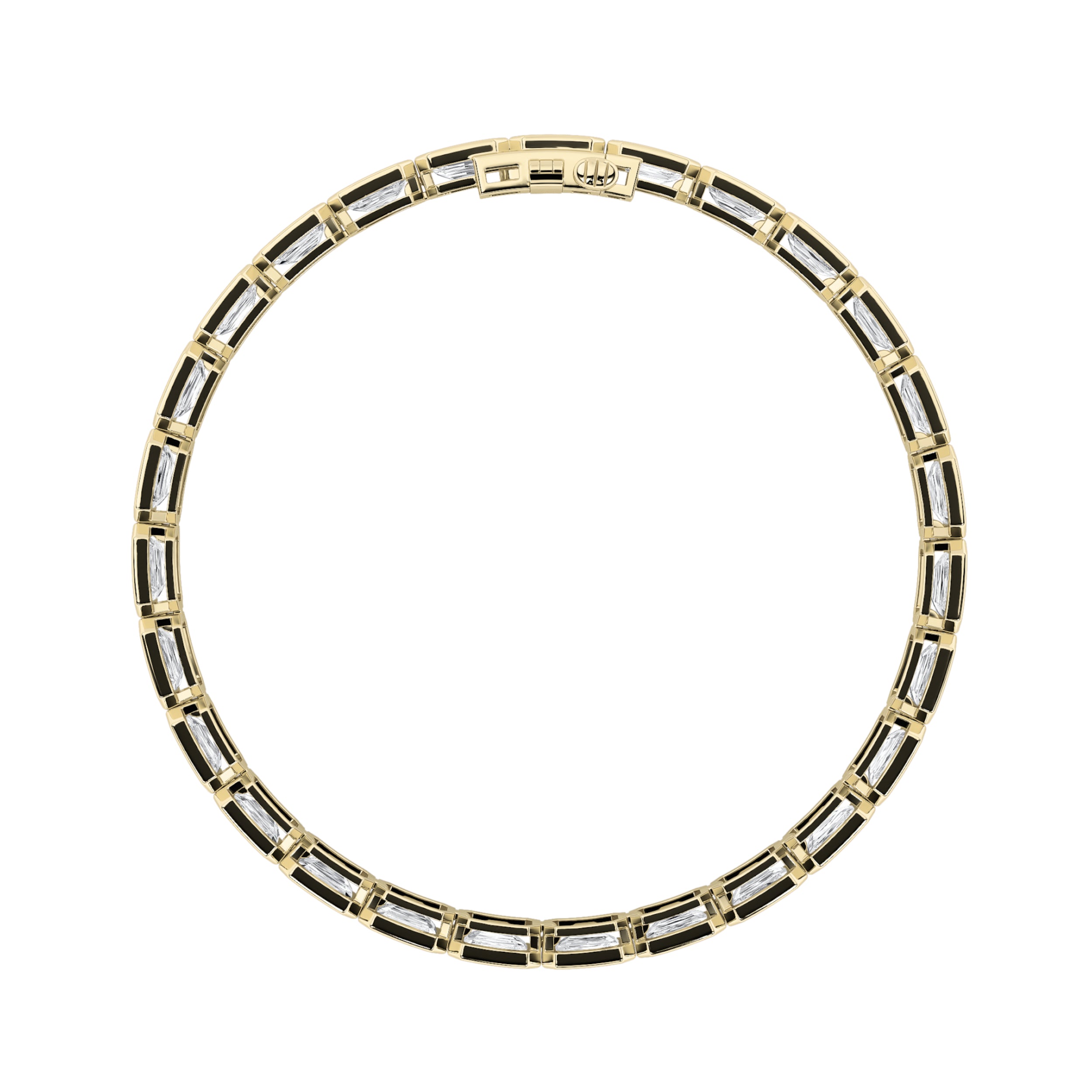 15Cttw Emerald Shaped Lab Grown Diamond (F/VS) East West Bezel Set Bracelet in 14K Gold