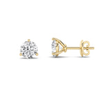1.5Cttw Round Shaped Lab Grown Diamond (F/VS) Three Prong Martini Stud Earrings in 14K Gold