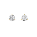 1.5Cttw Round Shaped Lab Grown Diamond (F/VS) Three Prong Martini Stud Earrings in 14K Gold