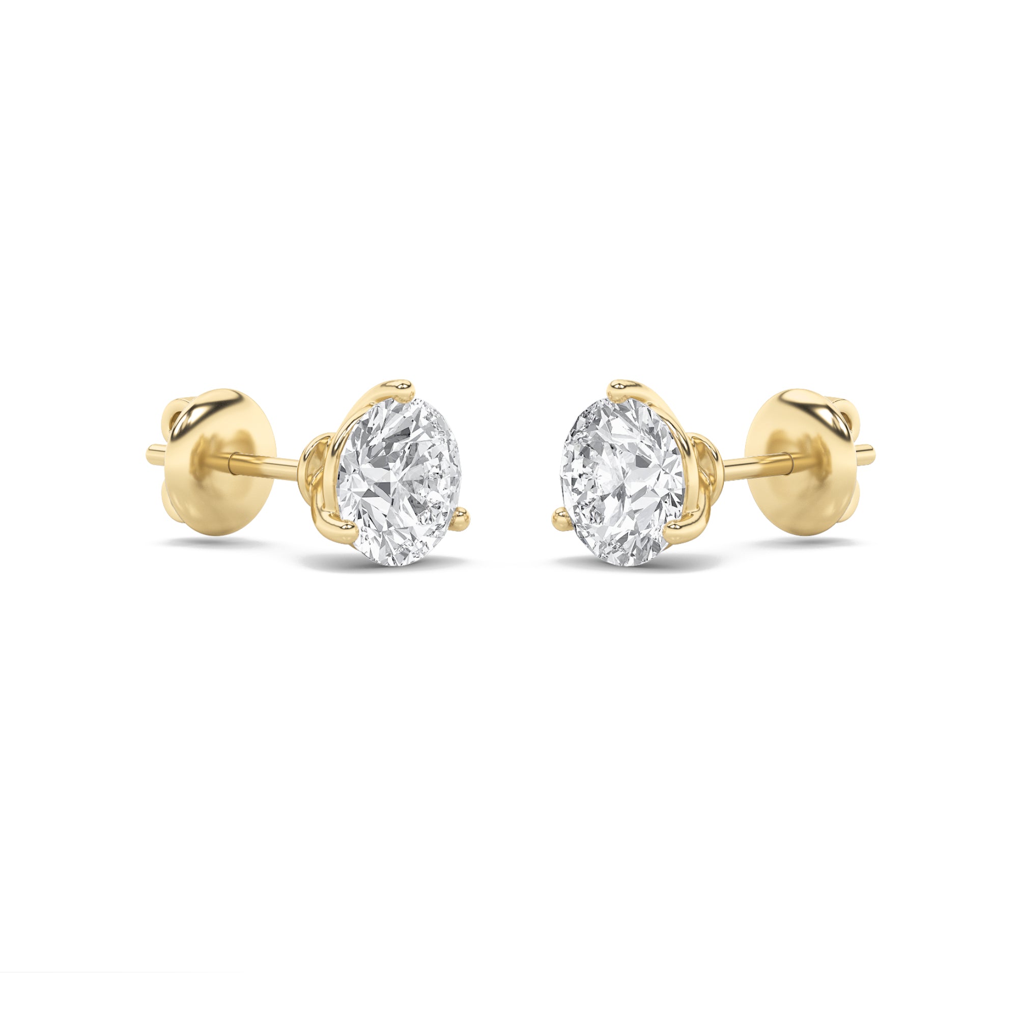 2.5Cttw Round Shaped Lab Grown Diamond (F/VS) Three Prong Martini Stud Earrings in 14K Gold