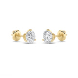 4Cttw Round Shaped Lab Grown Diamond (F/VS) Three Prong Martini Stud Earrings in 14K Gold
