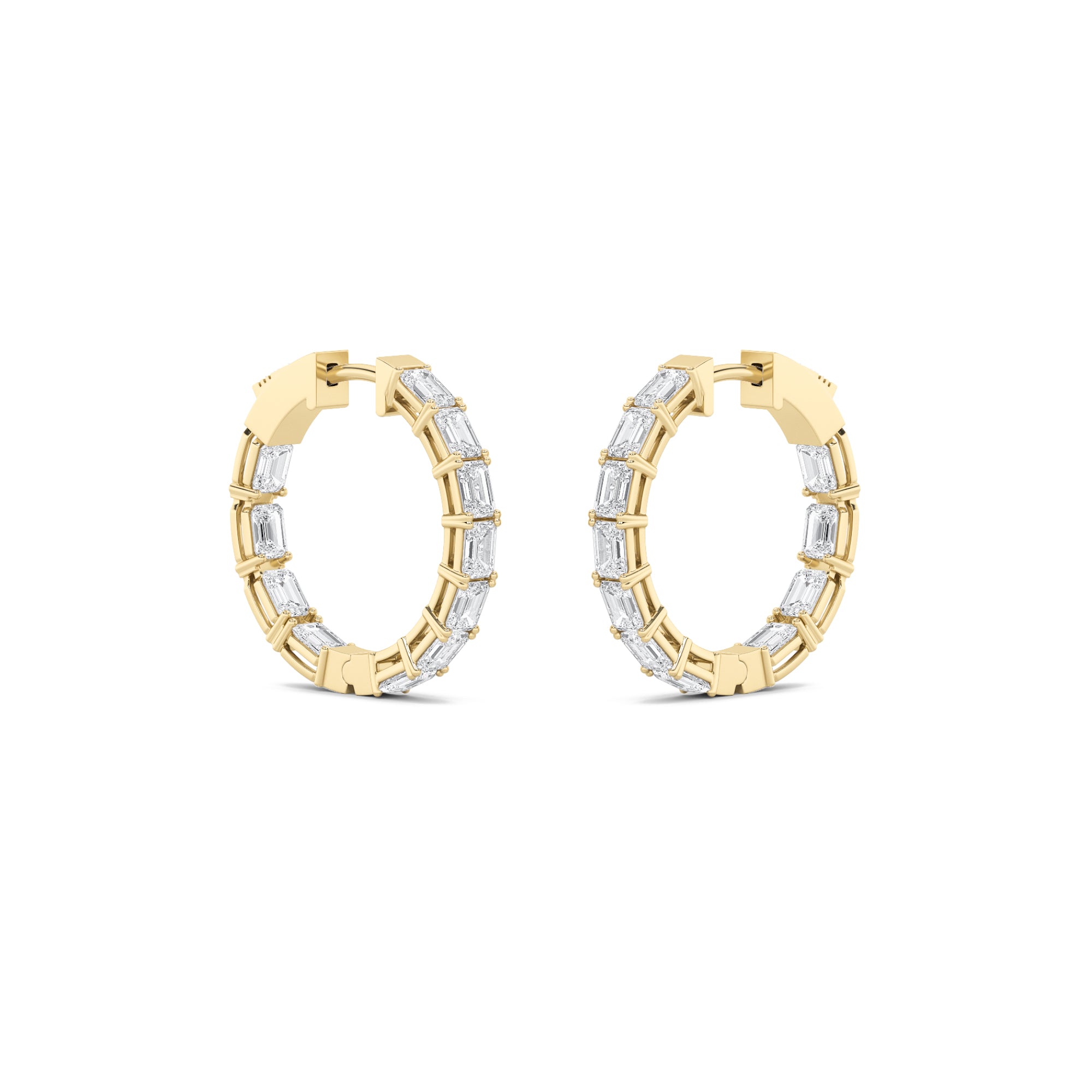 3.5Cttw Emerald Shaped Lab Grown Diamond (F/VS)  Earrings in 14K Gold