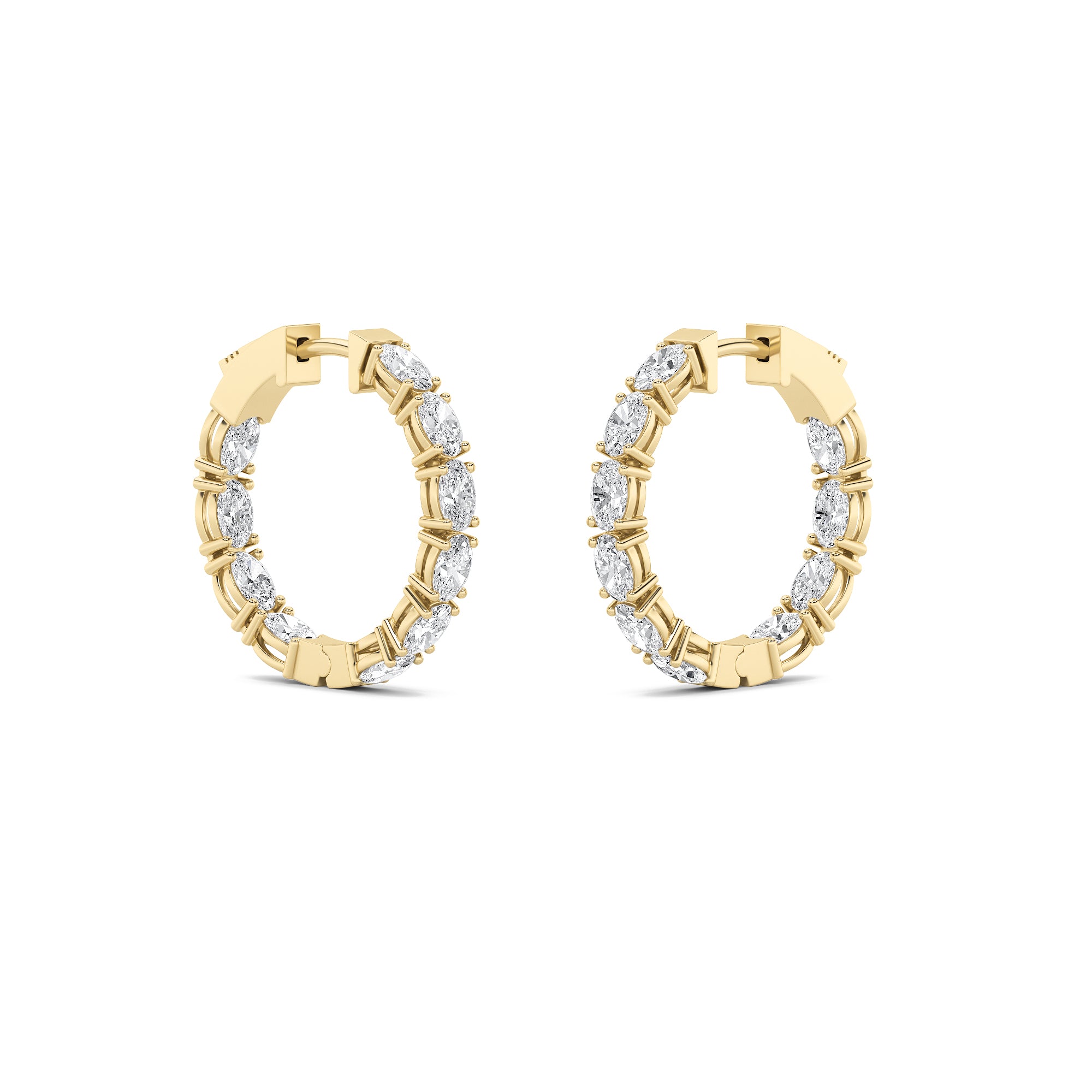 4Cttw Oval Shaped Lab Grown Diamond (F/VS) Inside Out Hoop Earrings in 14K Gold