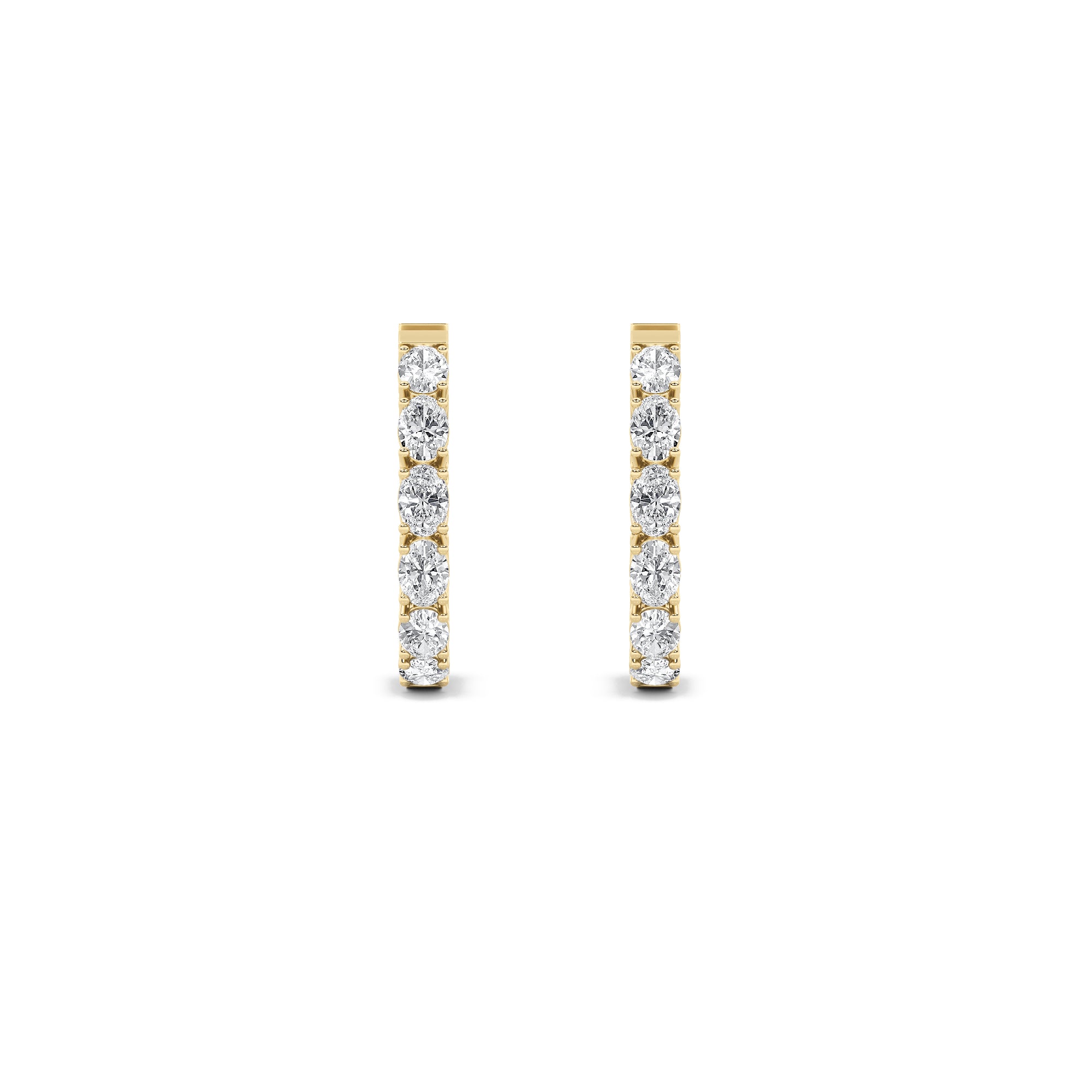 4Cttw Oval Shaped Lab Grown Diamond (F/VS) Inside Out Hoop Earrings in 14K Gold