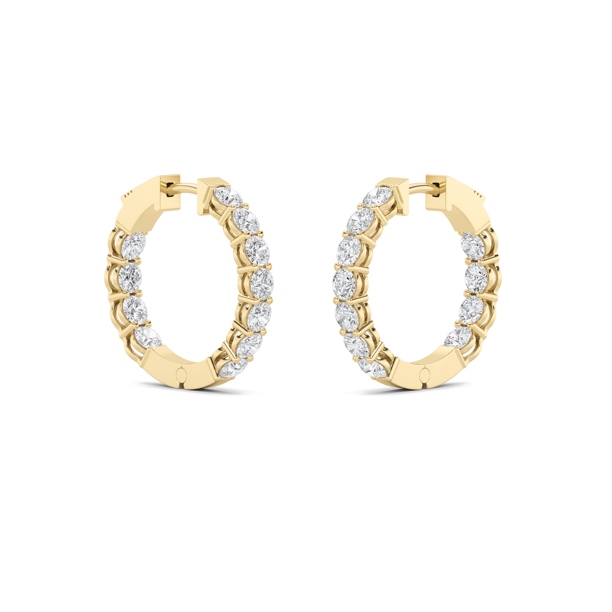 4Cttw Round Shaped Lab Grown Diamond (F/VS) Inside Out Hoop Earrings in 14K Gold