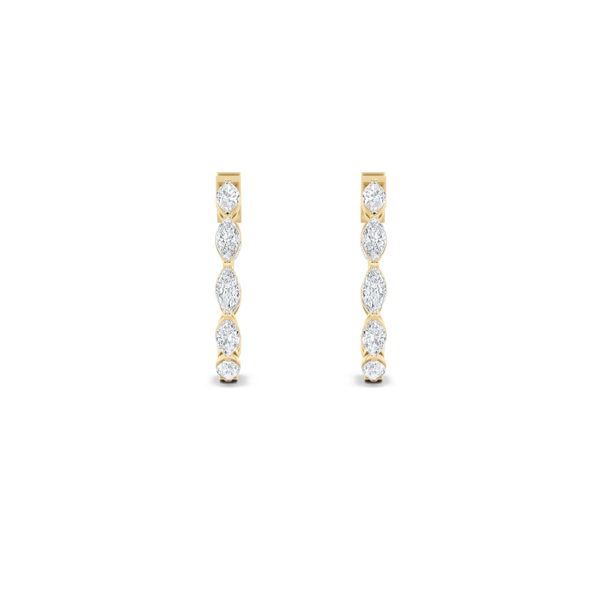 4Cttw Marquise Shaped Lab Grown Diamond (F/VS) Inside Out Hoop Earrings in 14K Gold