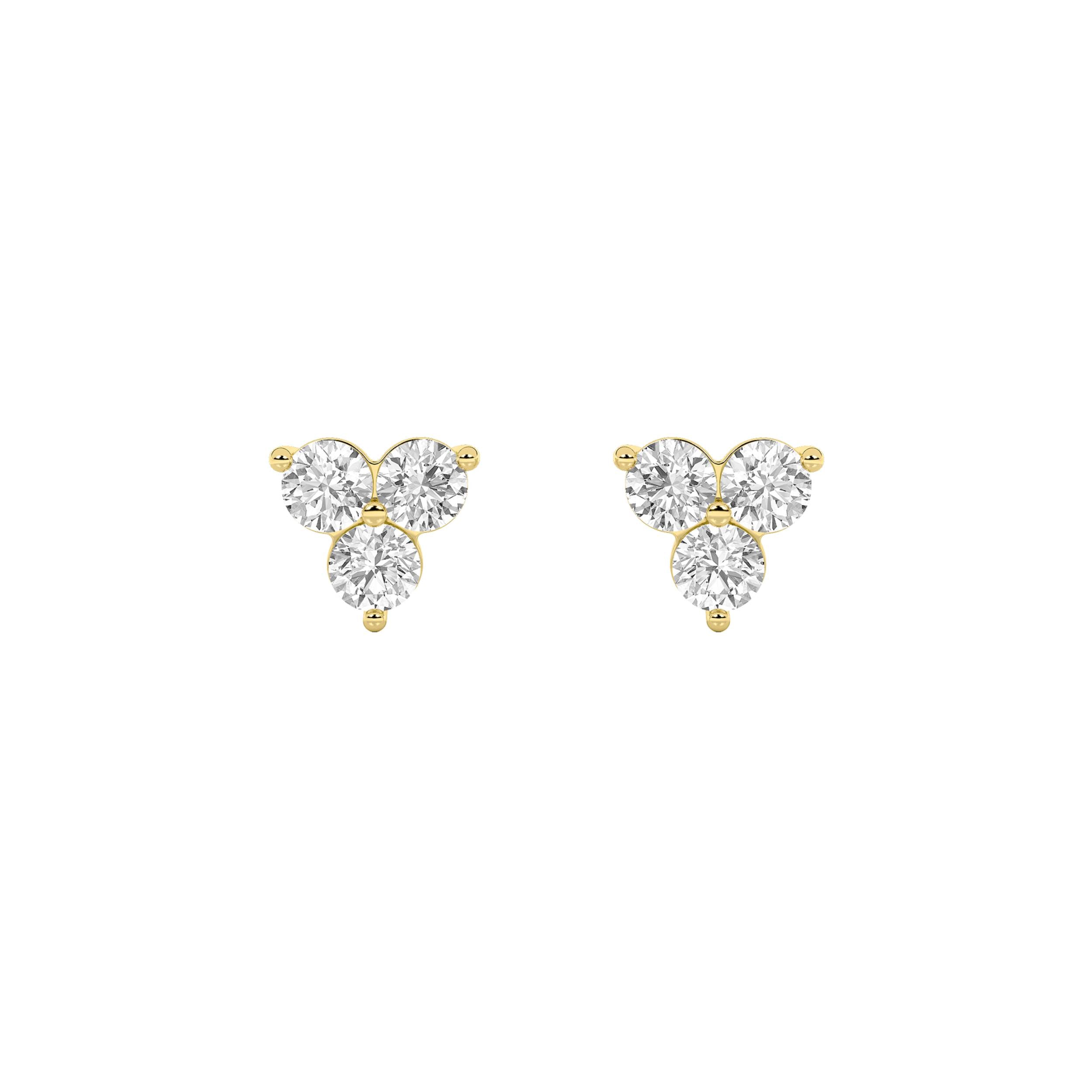 1.5Cttw Round Shaped Lab Grown Diamond (F/VS) Three Stone Earrings in 14K Gold