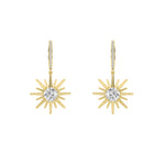 2Cttw Round Shaped Lab Grown Diamond (F/VS) Dangle Earrings in 14K Gold