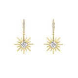 2Cttw Round Shaped Lab Grown Diamond (F/VS) Dangle Earrings in 14K Gold